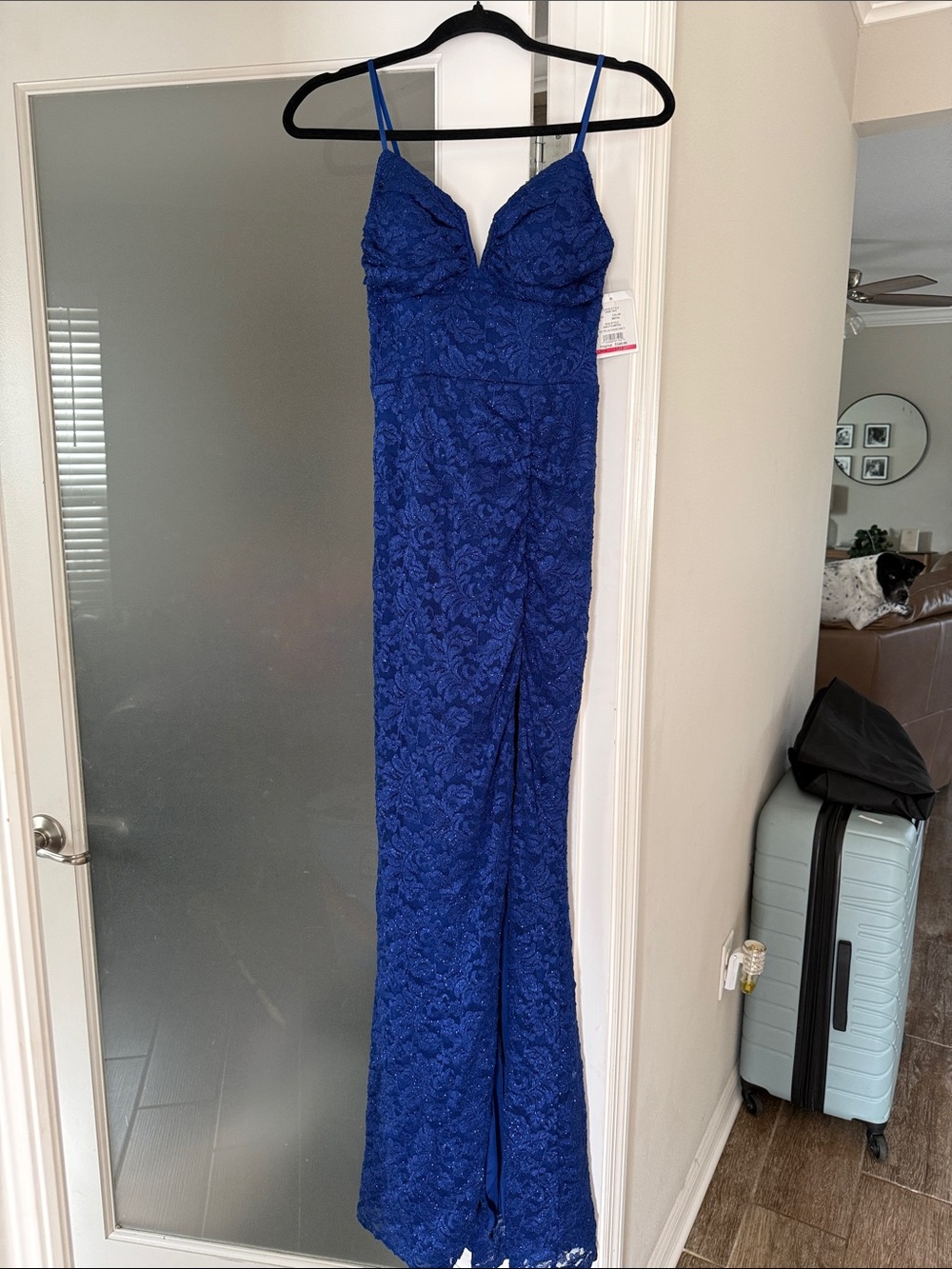 David's Bridal Royal Blue Lace Prom Dress